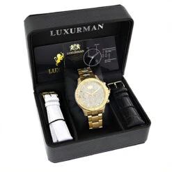 Luxurman Liberty Men's Diamond Watch 0.5ct Yellow Gold Plated -Urban Jewels Shop luxurman liberty mens diamond watch 05ct yellow gold plated 4
