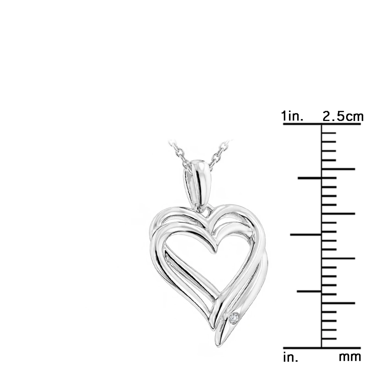 Luxurman Love Quotes Necklace Sterling Silver Double Hearts Diamond Pendant 4 Luxurman Love Quotes Necklace Sterling Silver Double Hearts Diamond Pendant - Image 4