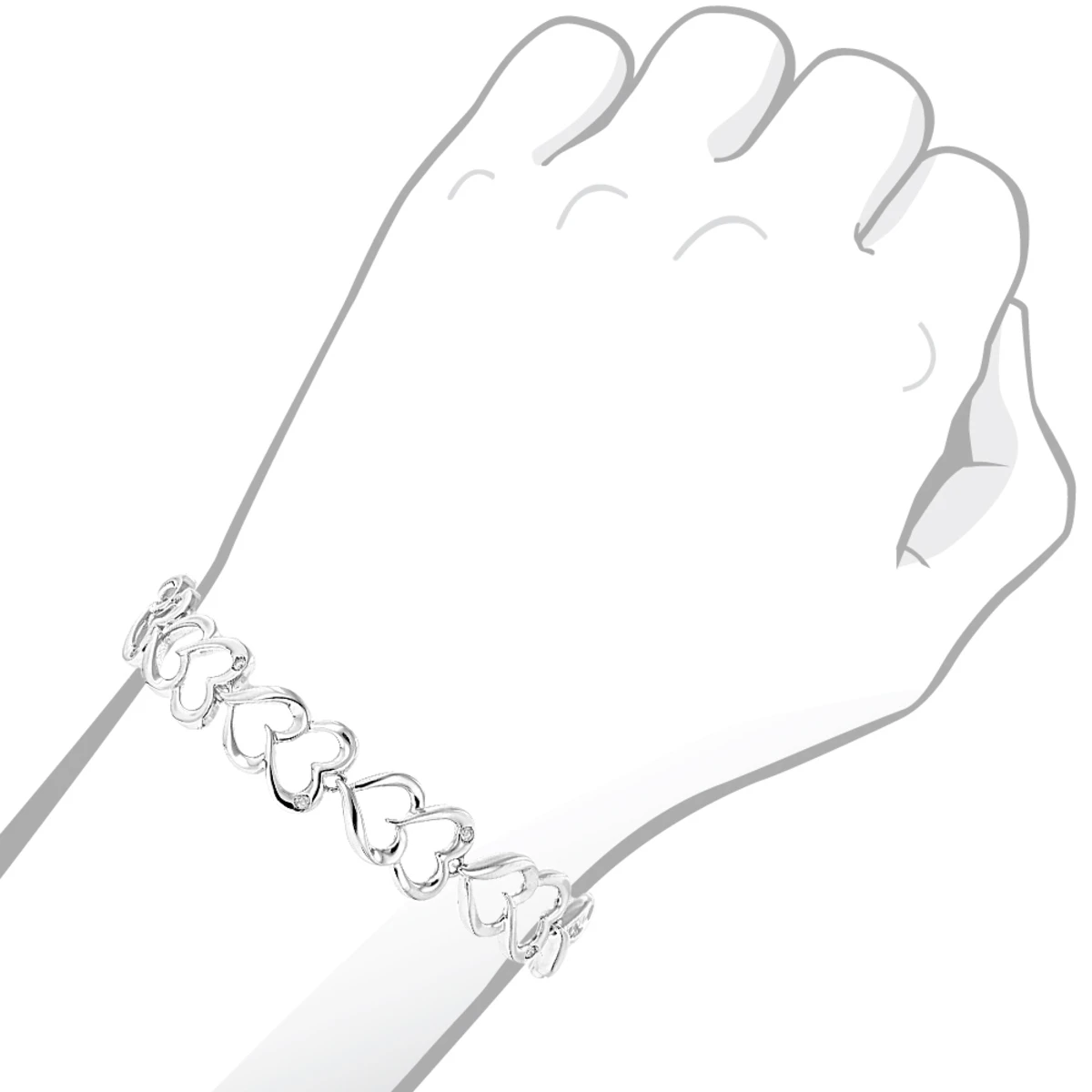 Luxurman Love Quotes: Sterling Silver Diamond Heart Bracelet For Women 3 Luxurman Love Quotes: Sterling Silver Diamond Heart Bracelet For Women - Image 3