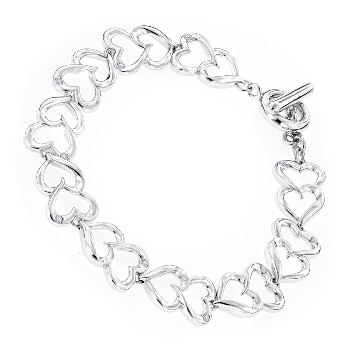 Luxurman Love Quotes: Sterling Silver Diamond Heart Bracelet For Women 1 Luxurman Love Quotes: Sterling Silver Diamond Heart Bracelet For Women