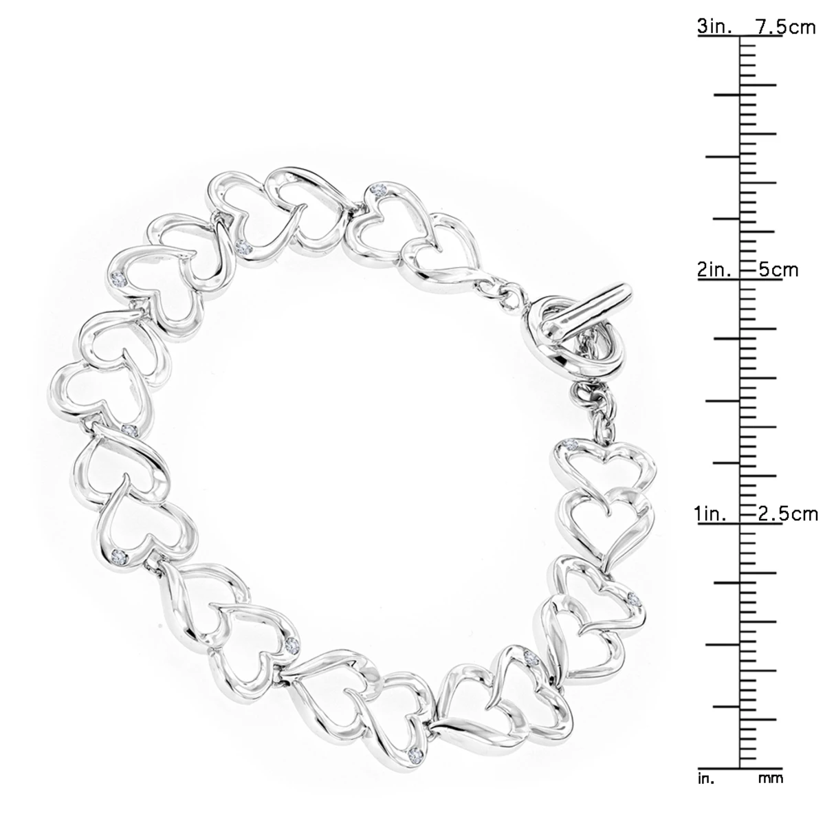 Luxurman Love Quotes: Sterling Silver Diamond Heart Bracelet For Women 4 Luxurman Love Quotes: Sterling Silver Diamond Heart Bracelet For Women - Image 4