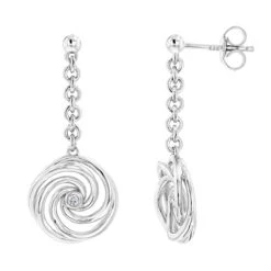 Luxurman Love Quotes Sterling Silver Swirl Diamond Drop Earrings Women's