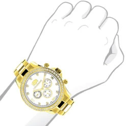 Luxurman Men's Diamond Liberty Watch 2ct Yellow Gold Plated White MOP 7 Luxurman Men's Diamond Liberty Watch 2ct Yellow Gold Plated White MOP -Urban Jewels Shop luxurman mens diamond liberty watch 2ct yellow gold plated white mop 3