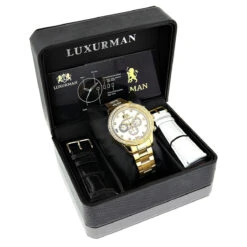 Luxurman Men's Diamond Liberty Watch 2ct Yellow Gold Plated White MOP 8 Luxurman Men's Diamond Liberty Watch 2ct Yellow Gold Plated White MOP -Urban Jewels Shop luxurman mens diamond liberty watch 2ct yellow gold plated white mop 4