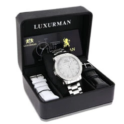 Luxurman Men's Diamond Watch 0.12ct Stainless Steel Band -Urban Jewels Shop luxurman mens diamond watch 012ct stainless steel band 4
