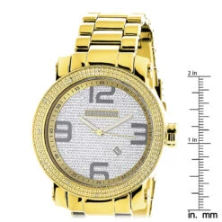Luxurman Men's Yellow Gold Plated Encrusted Dial 0.12ct Diamond Bezel Watch -Urban Jewels Shop luxurman mens diamond watch 012ct yellow p 35219 ruler
