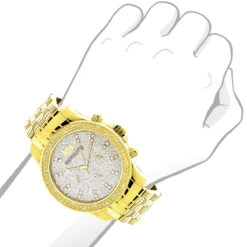 Luxurman Men's Diamond Watch 0.25ct Yellow Gold Tone -Urban Jewels Shop luxurman mens diamond watch 025ct yellow gold tone 3