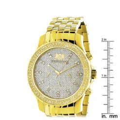 Luxurman Men's Diamond Watch 0.25ct Yellow Gold Tone -Urban Jewels Shop luxurman mens diamond watch 025ct yellow gold tone ruler