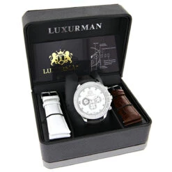 Luxurman Men's Diamond Watch 0.2ct Swiss Quartz Liberty W Leather Band -Urban Jewels Shop luxurman mens diamond watch 02ct swiss quartz liberty w leather band box