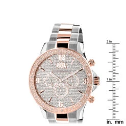 Luxurman Men's Diamond Watch Two-Tone White Rose Gold Pltd Liberty Swiss Mvt -Urban Jewels Shop luxurman mens diamond watch two tone white rose gold pltd liberty swiss mvt ruler
