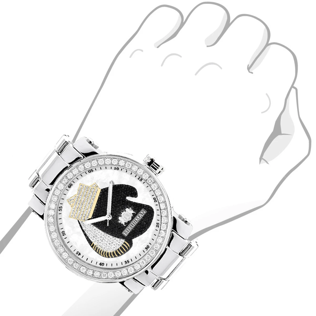 Luxurman Men's Diamond Watch With Boxing Gloves 4 CT Southpaw Edition 3 Luxurman Men's Diamond Watch With Boxing Gloves 4 CT Southpaw Edition - Image 3