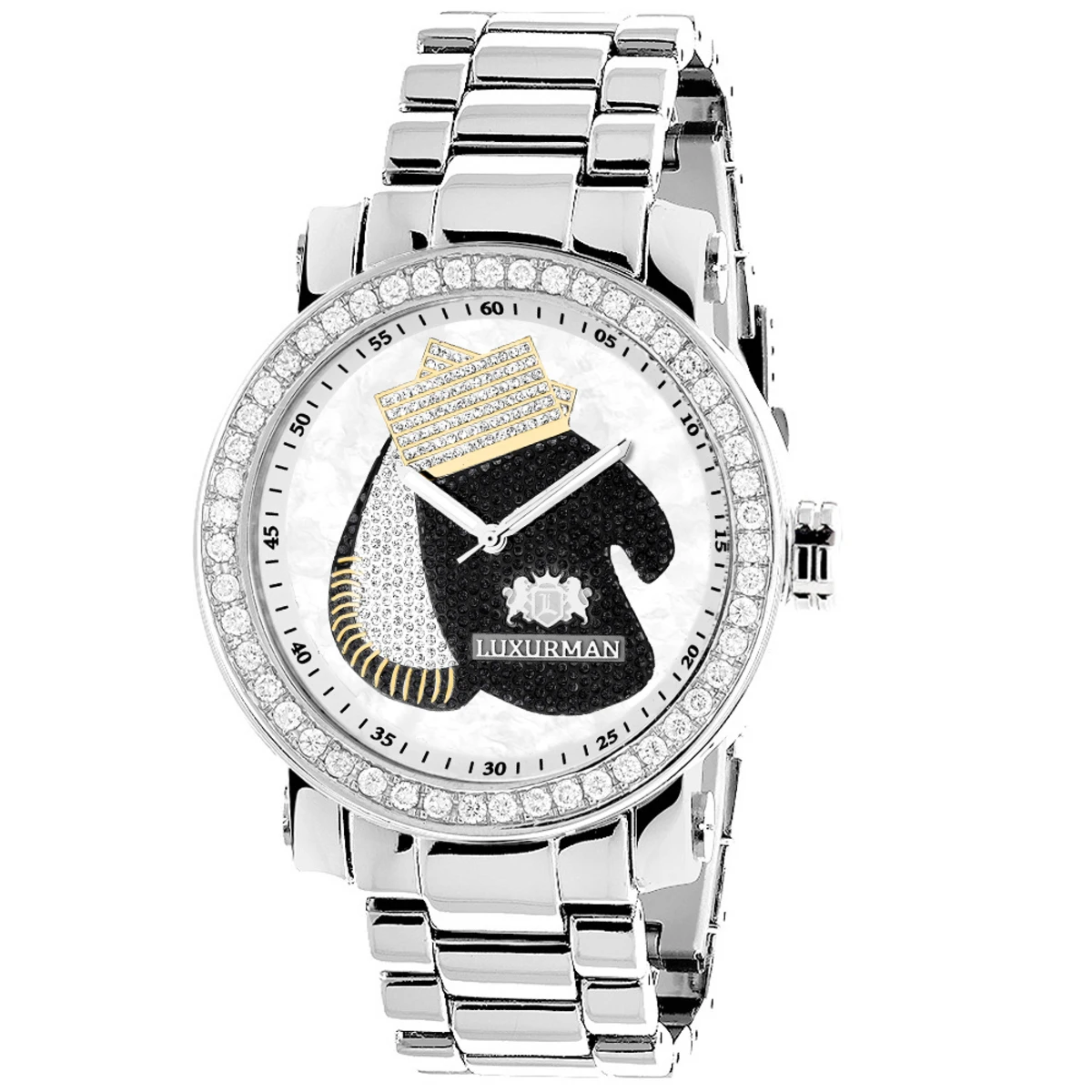 Luxurman Men's Diamond Watch With Boxing Gloves 4 CT Southpaw Edition 1 Luxurman Men's Diamond Watch With Boxing Gloves 4 CT Southpaw Edition