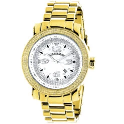 Affordable Luxurman Men's Diamond Watch Yellow Gold Plated 0.12ct
