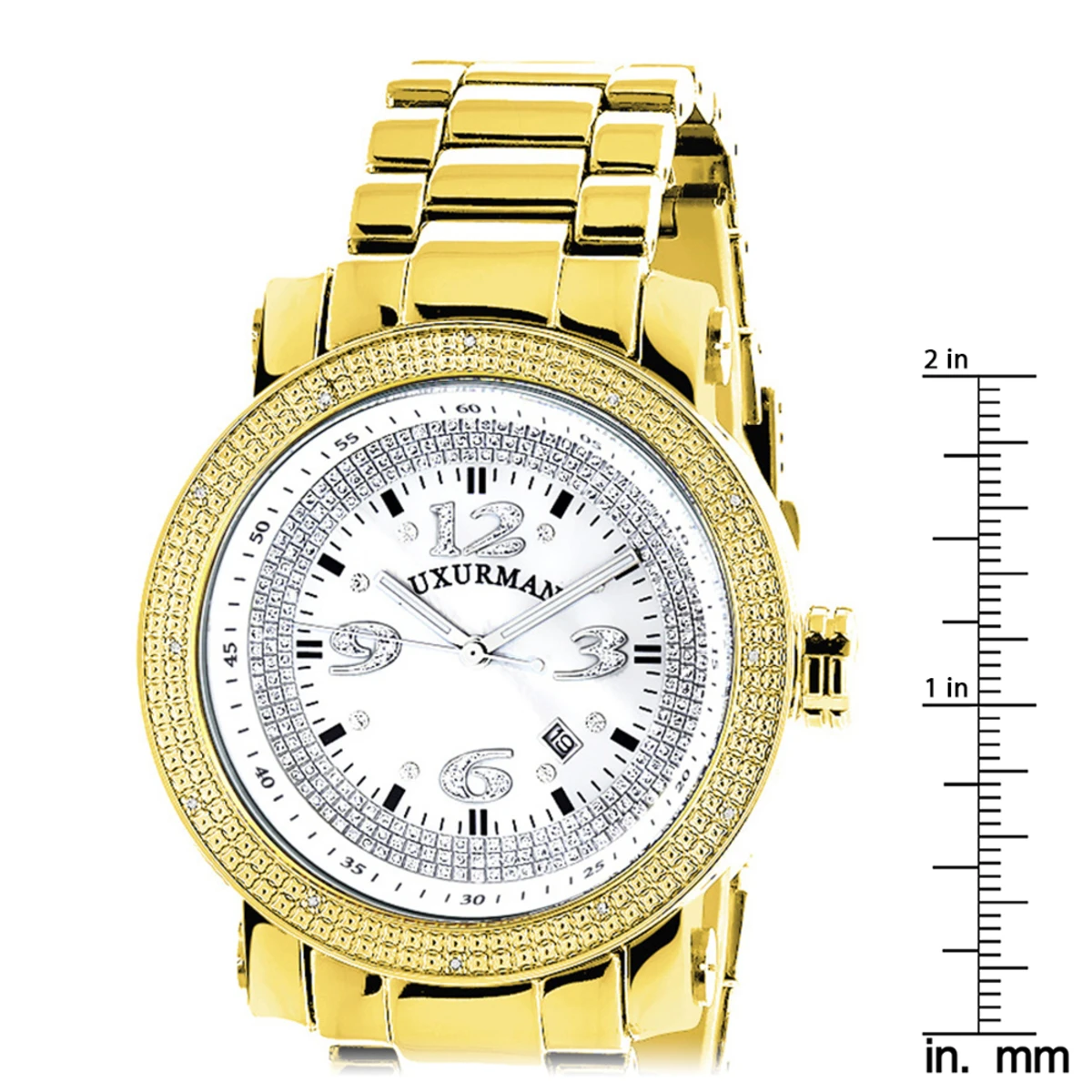 Affordable Luxurman Men's Diamond Watch Yellow Gold Plated 0.12ct 5 Affordable Luxurman Men's Diamond Watch Yellow Gold Plated 0.12ct - Image 5