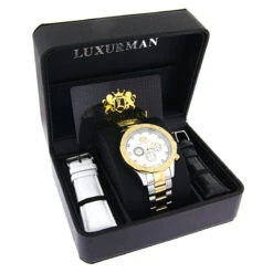 Luxurman Men's Diamond 18k Yellow White Gold Plated Swiss Quartz Liberty Watch 8 Luxurman Men's Diamond 18k Yellow White Gold Plated Swiss Quartz Liberty Watch -Urban Jewels Shop luxurman mens diamond watches 18k yellow white gold plated swiss quartz liberty box