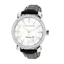 Luxurman Men's VS Diamond Watch 4 Ct White MOP