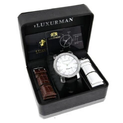 Luxurman Men's VS Diamond Watch 4 Ct White MOP -Urban Jewels Shop luxurman mens vs diamond watch 450ct white mop p 8271box