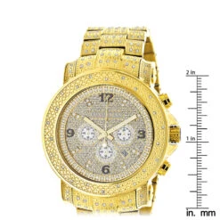Luxurman Oversized Iced Out Men's Diamond Watch Yellow Gold 2ct -Urban Jewels Shop luxurman oversized iced out mens diamond watch yellow gold 2ct ruler