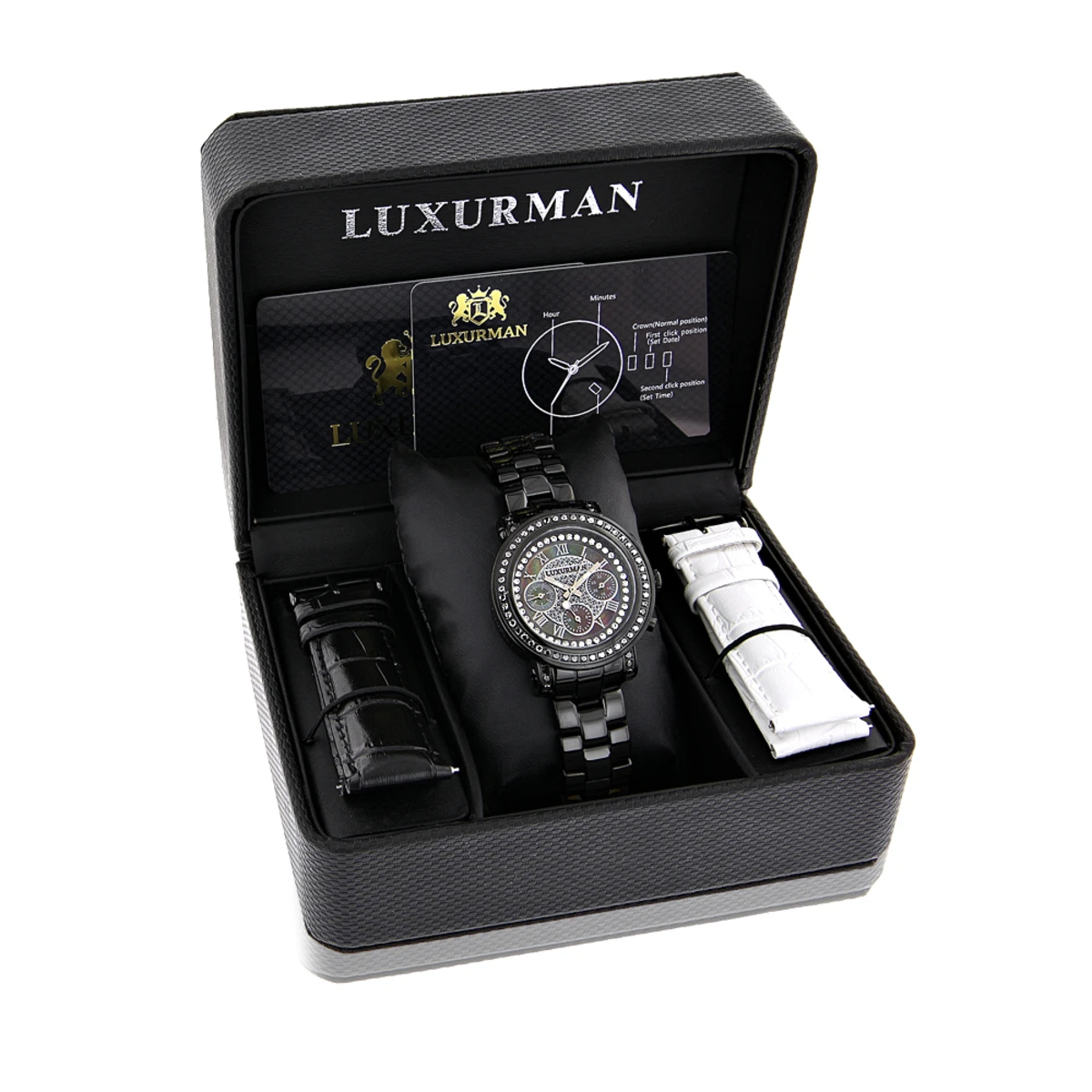 Luxurman Oversized Women's Black Diamond Watch 2.15ct 4 Luxurman Oversized Women's Black Diamond Watch 2.15ct - Image 4