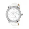 Luxurman Phantom Large Diamond Watch For Men Leather Band White MOP 0.12ct