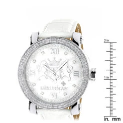 Luxurman Phantom Large Diamond Watch For Men Leather Band White MOP 0.12ct -Urban Jewels Shop luxurman phantom large diamond watch for men leather band white mop 012ct ruler