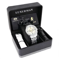 Luxurman Raptor Two-Tone Men's Diamond Watch 0.25ct -Urban Jewels Shop luxurman raptor two tone mens diamond watch 025ct box