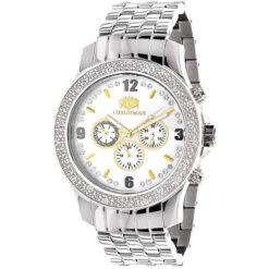Luxurman Raptor Two-Tone Men's Diamond Watch 0.25ct