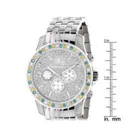 Luxurman Raptor Unique Men's Multicolor Diamond Watch 3.75ct 9 Luxurman Raptor Unique Men's Multicolor Diamond Watch 3.75ct -Urban Jewels Shop luxurman raptor unique mens multicolor diamond watch 375ct ruler