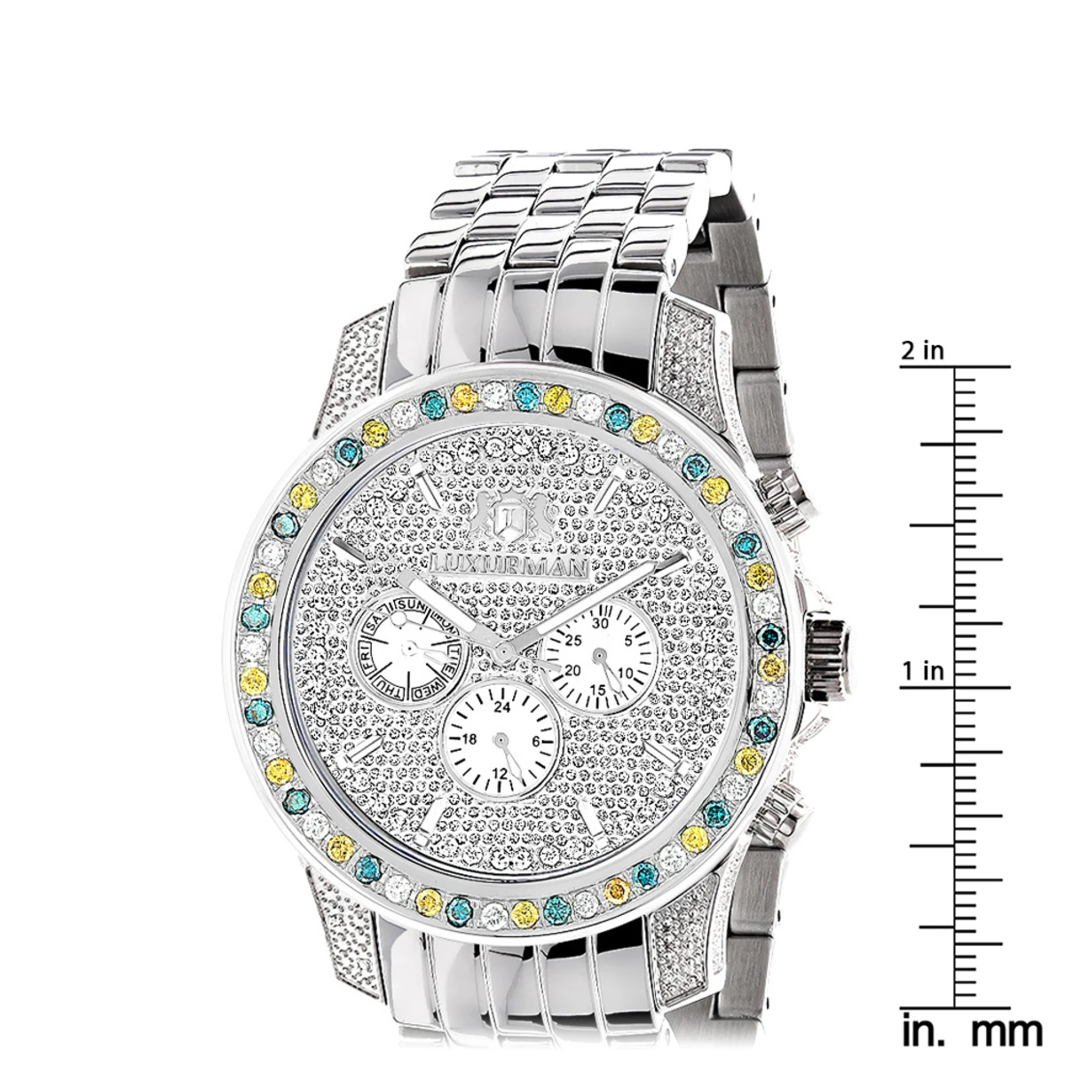 Luxurman Raptor Unique Men's Multicolor Diamond Watch 3.75ct 5 Luxurman Raptor Unique Men's Multicolor Diamond Watch 3.75ct - Image 5