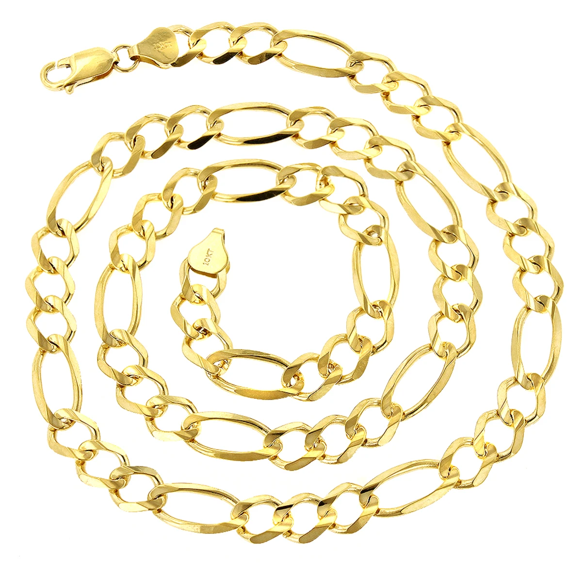 LUXURMAN Solid 10K Yellow Gold Figaro Chain For Men 8.5mm Wide 2 LUXURMAN Solid 10K Yellow Gold Figaro Chain For Men 8.5mm Wide - Image 2