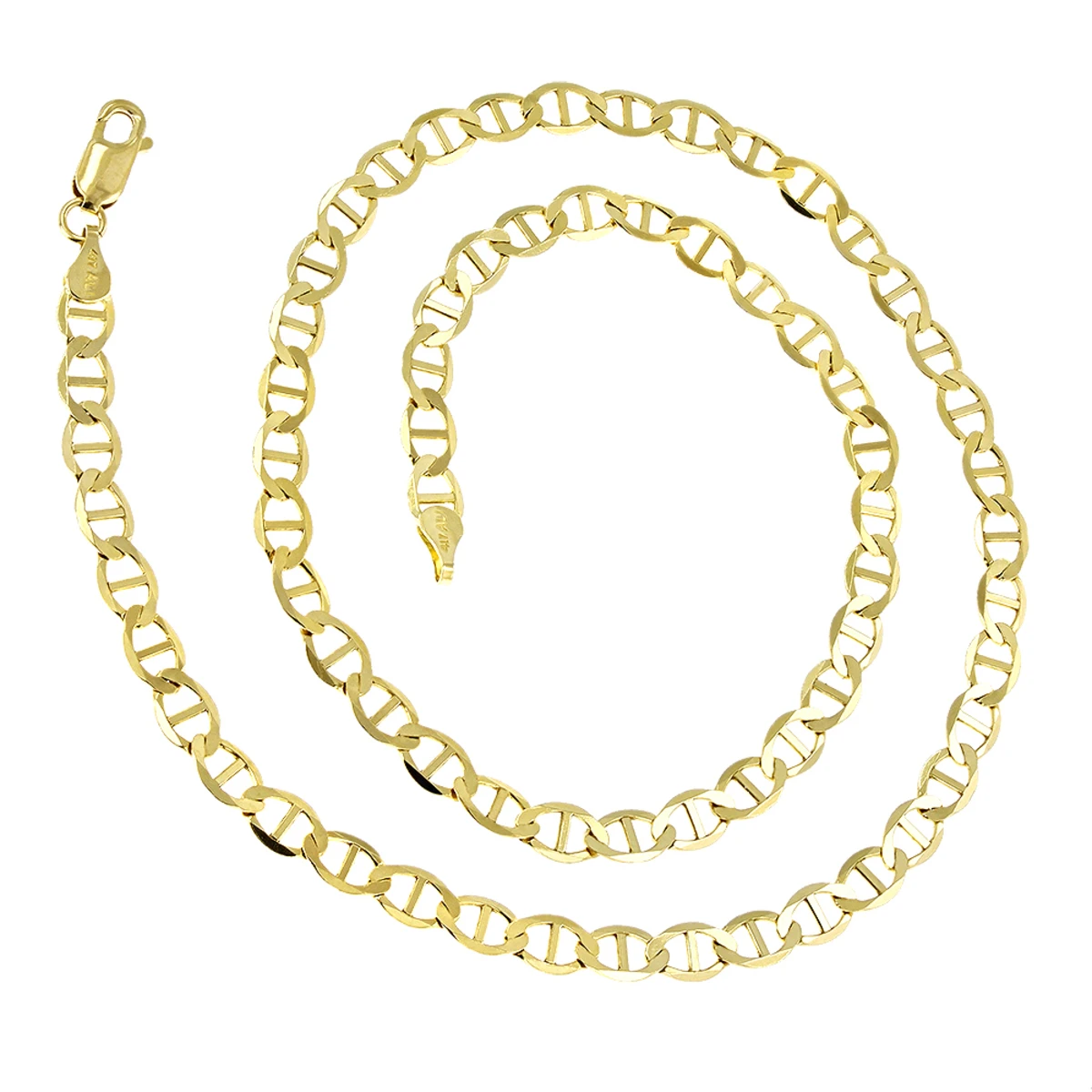 LUXURMAN Solid 10K Yellow Gold Mariner Chain For Men & Women 3mm Wide 2 LUXURMAN Solid 10K Yellow Gold Mariner Chain For Men & Women 3mm Wide - Image 2