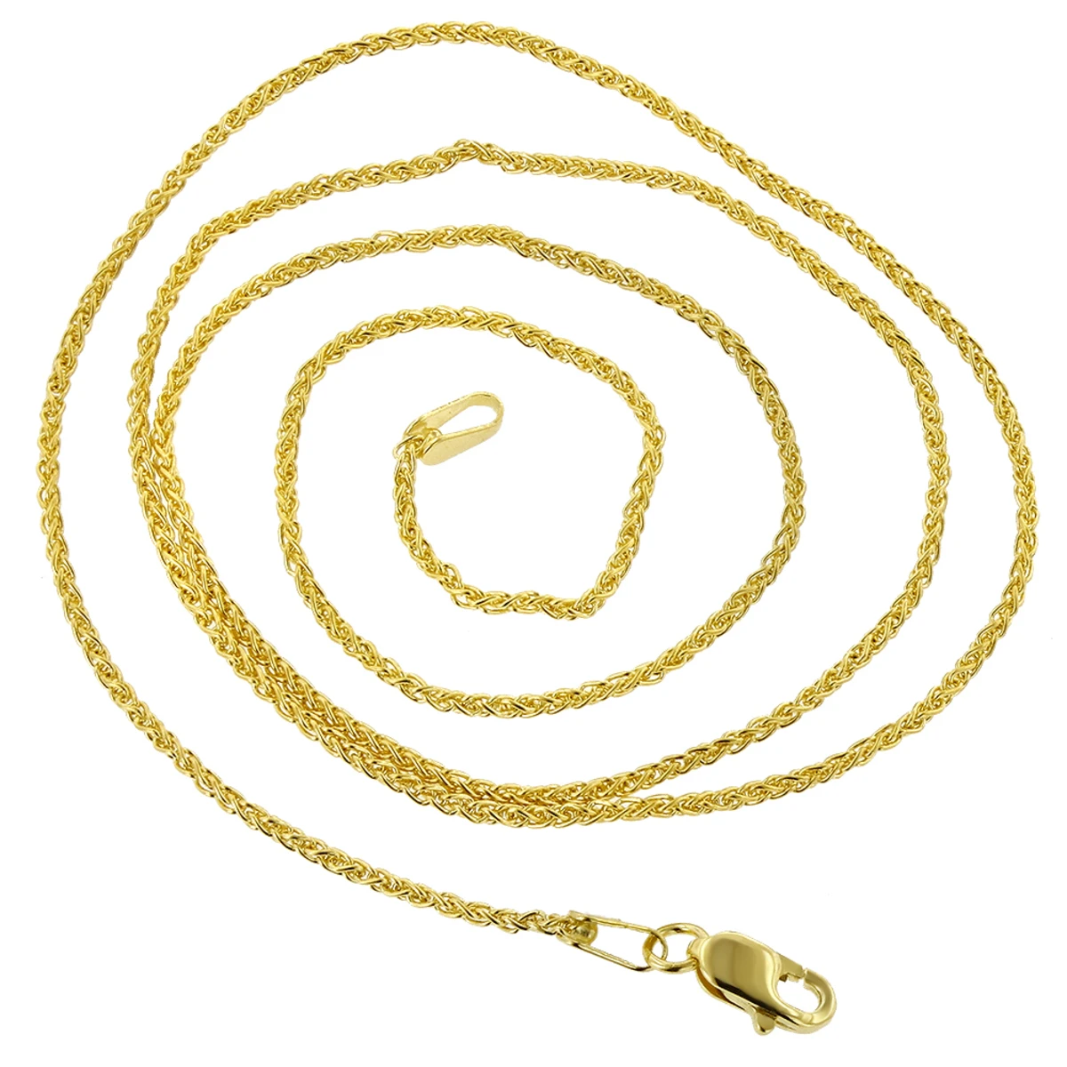 LUXURMAN Solid 10K Yellow Gold Wheat Chain For Women 1mm Wide 4 LUXURMAN Solid 10K Yellow Gold Wheat Chain For Women 1mm Wide - Image 4