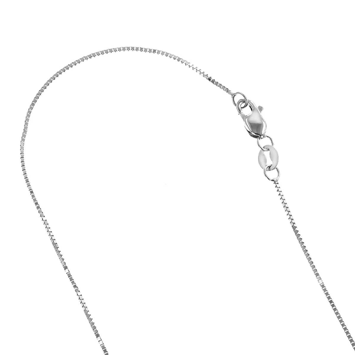 LUXURMAN Solid 14K White Gold Box Chain For Women 0.6mm Lobster Lock 1 LUXURMAN Solid 14K White Gold Box Chain For Women 0.6mm Lobster Lock