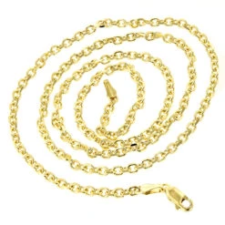 LUXURMAN Solid 14K Yellow Gold Cable Chain For Men & Women 2.3mm Wide -Urban Jewels Shop luxurman solid 14k gold cable chain for men women 23mm wide backye