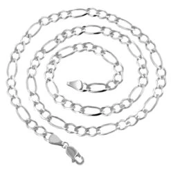 LUXURMAN Solid 14K White Gold Figaro Chain For Men & Women 6mm Wide 11 LUXURMAN Solid 14K White Gold Figaro Chain For Men & Women 6mm Wide -Urban Jewels Shop luxurman solid 14k gold figaro chain for men women 6mm wide backwh
