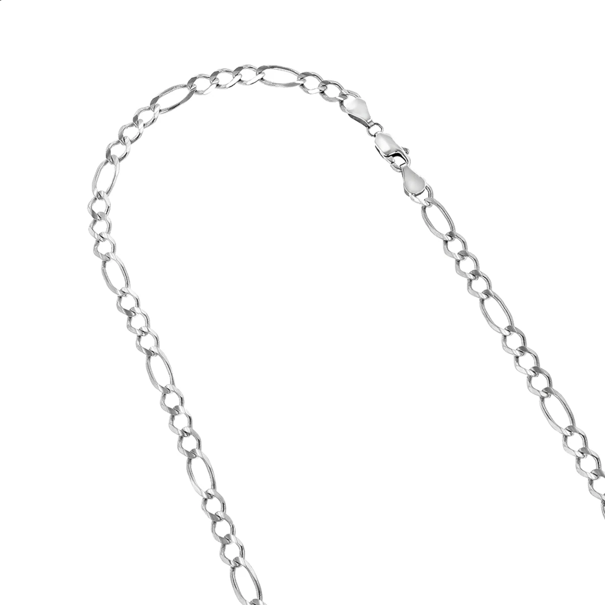 LUXURMAN Solid 14K White Gold Figaro Chain For Men & Women 6mm Wide 1 LUXURMAN Solid 14K White Gold Figaro Chain For Men & Women 6mm Wide