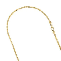LUXURMAN Solid 14K Yellow Gold Rope Chain For Men & Women Diamond Cut 4mm