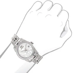 Luxurman Tribeca Women's Diamond Bezel & Band Watch 3ct Platinum Plated -Urban Jewels Shop luxurman tribeca womens diamond bezel band watch 3ct platinum platedbod