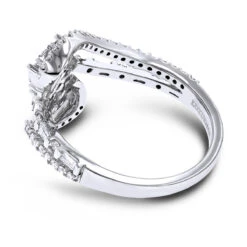 LUXURMAN Unique Women's 14K White Gold 2 Cluster Diamond Ring 0.8ct -Urban Jewels Shop luxurman unique womens diamond rings 14k gold 2 cluster diamond ring 08ct backwh