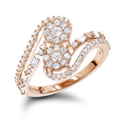 LUXURMAN Unique Women's 14K White Gold 2 Cluster Diamond Ring 0.8ct -Urban Jewels Shop luxurman unique womens diamond rings 14k gold 2 cluster diamond ring 08ct ro