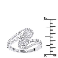 LUXURMAN Unique Women's 14K White Gold 2 Cluster Diamond Ring 0.8ct -Urban Jewels Shop luxurman unique womens diamond rings 14k gold 2 cluster diamond ring 08ct rulerwh
