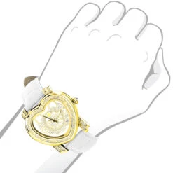 Luxurman Ladies Diamond Heart Watch 0.30ct Yellow Gold Plated -Urban Jewels Shop luxurman watches ladies diamond heart watch 030ct yellow gold plated p 46683bod