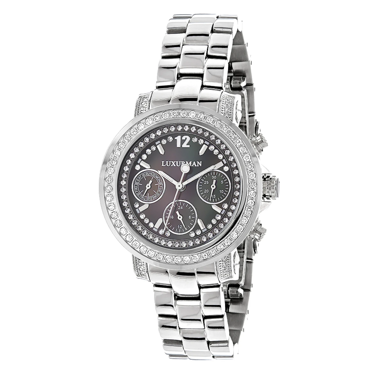 Luxurman Ladies Diamond Watch 2ct 1 Luxurman Ladies Diamond Watch 2ct