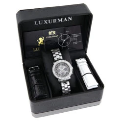 Luxurman Ladies Diamond Watch 3ct Black -Urban Jewels Shop luxurman watches ladies diamond watch 3ct black p 43231box