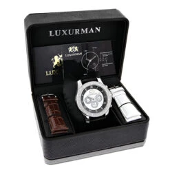Luxurman Men's Diamond Watch 0.25ct Freeze -Urban Jewels Shop luxurman watches mens diamond watch 025ct freeze p 9717box