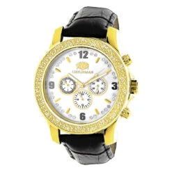 Luxurman Men's Diamond Watch 0.25ct Yellow