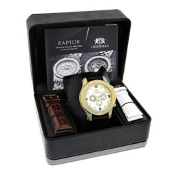 Luxurman Men's Leather Band Diamond Watch 0.50ct -Urban Jewels Shop luxurman watches mens diamond watch 050ct p 8501box