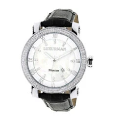 Luxurman Men's VS Diamond Watch .18ct White MOP