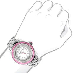 Luxurman Women's Diamond Pink Watch 0.25ct -Urban Jewels Shop luxurman womens diamond pink watch 025ct 3