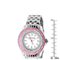Luxurman Women's Diamond Pink Watch 0.25ct -Urban Jewels Shop luxurman womens diamond pink watch 025ct ruler